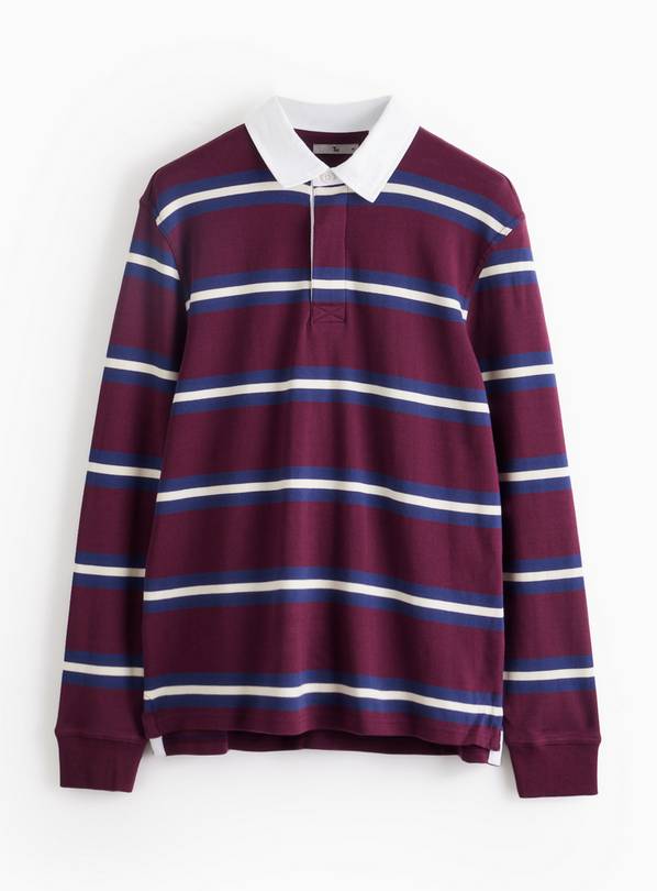 Dark Red Long Sleeve Rugby Shirt M